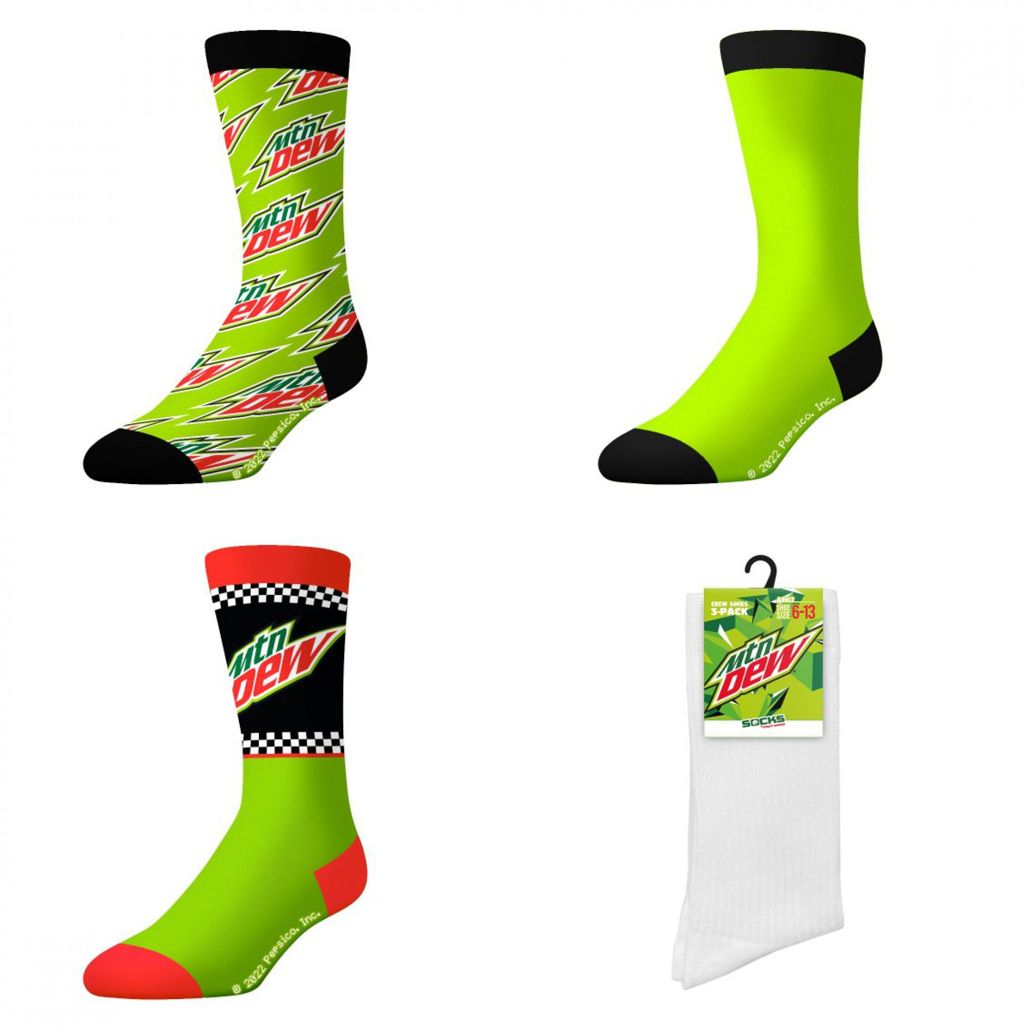 Mountain Dew Racing 3-Pack Crew Socks